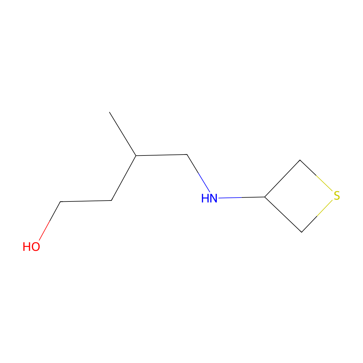 3-Methyl-4-(thietan-3-ylamino)butan-1-ol molecular structure, CAS 1849301-96-7