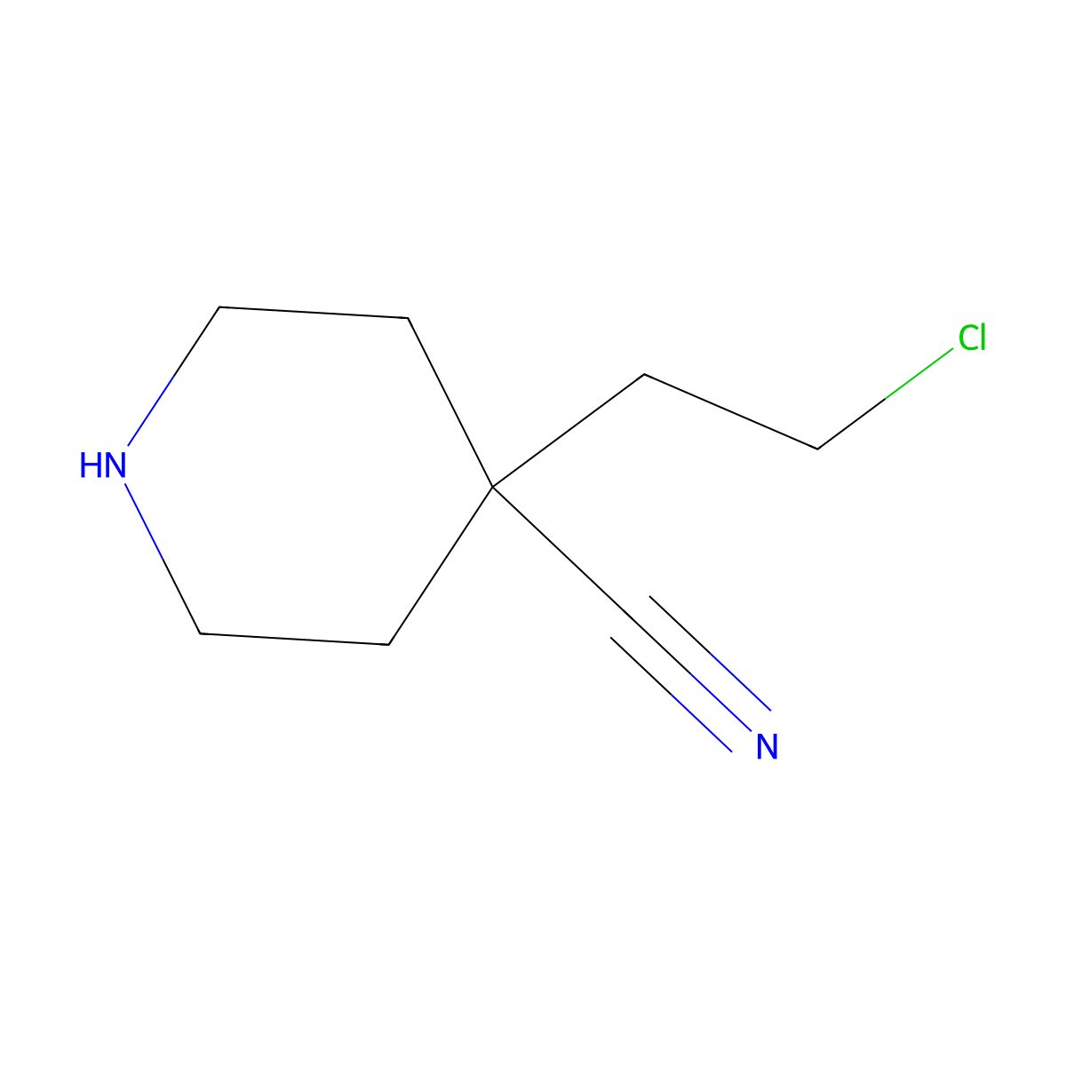 4-(2-Chloroethyl)piperidine-4-carbonitrile molecular structure, CAS 1849309-79-0