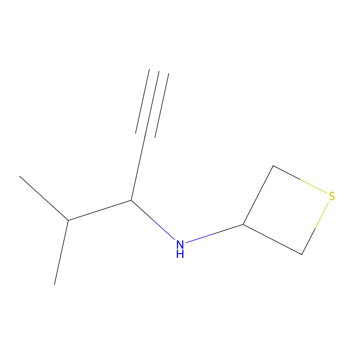 N-(4-Methylpent-1-yn-3-yl)thietan-3-amine molecular structure, CAS 1849315-60-1