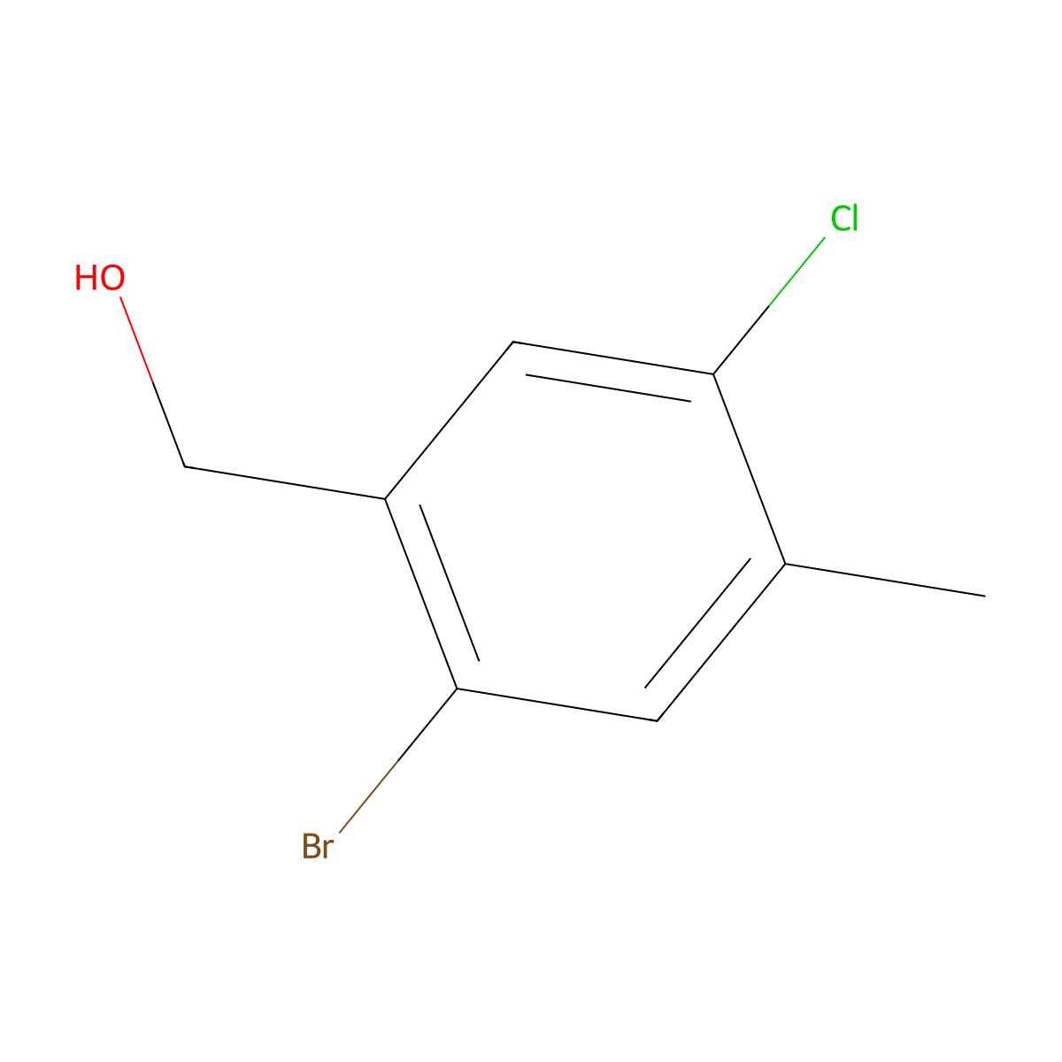 (2-Bromo-5-chloro-4-methylphenyl)methanol molecular structure, CAS 1849315-99-6