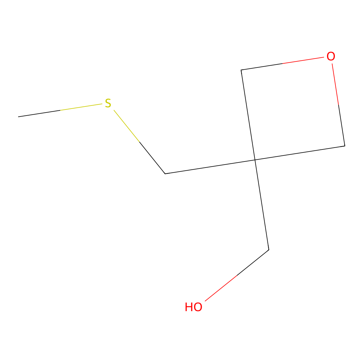 {3-[(Methylsulfanyl)methyl]oxetan-3-yl}methanol molecular structure, CAS 1849316-00-2