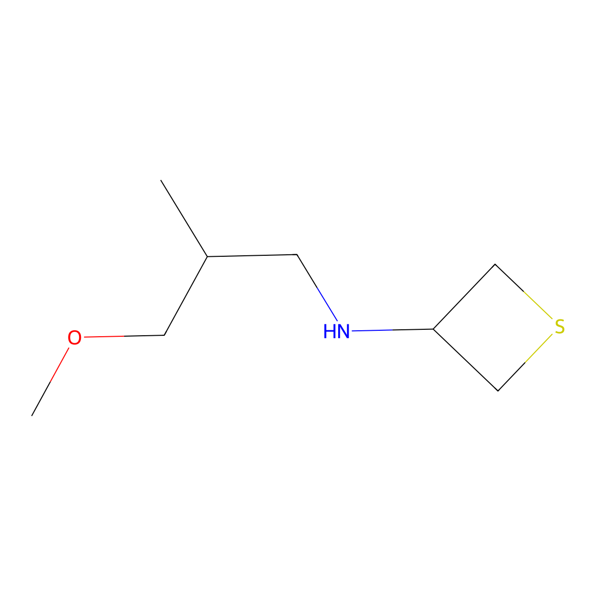 N-(3-Methoxy-2-methylpropyl)thietan-3-amine molecular structure, CAS 1849319-58-9