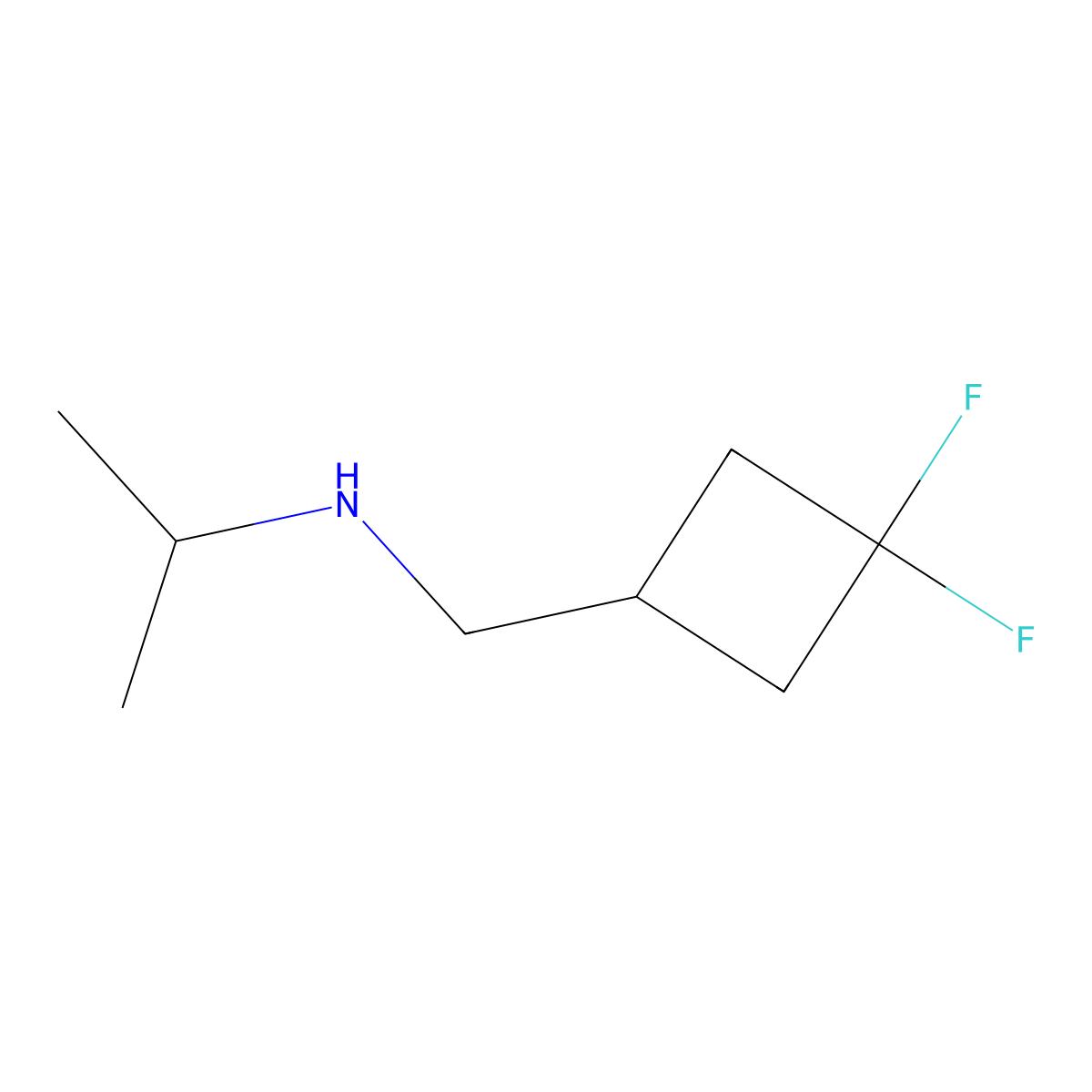 N-((3,3-difluorocyclobutyl)methyl)propan-2-amine molecular structure, CAS 1849333-89-6