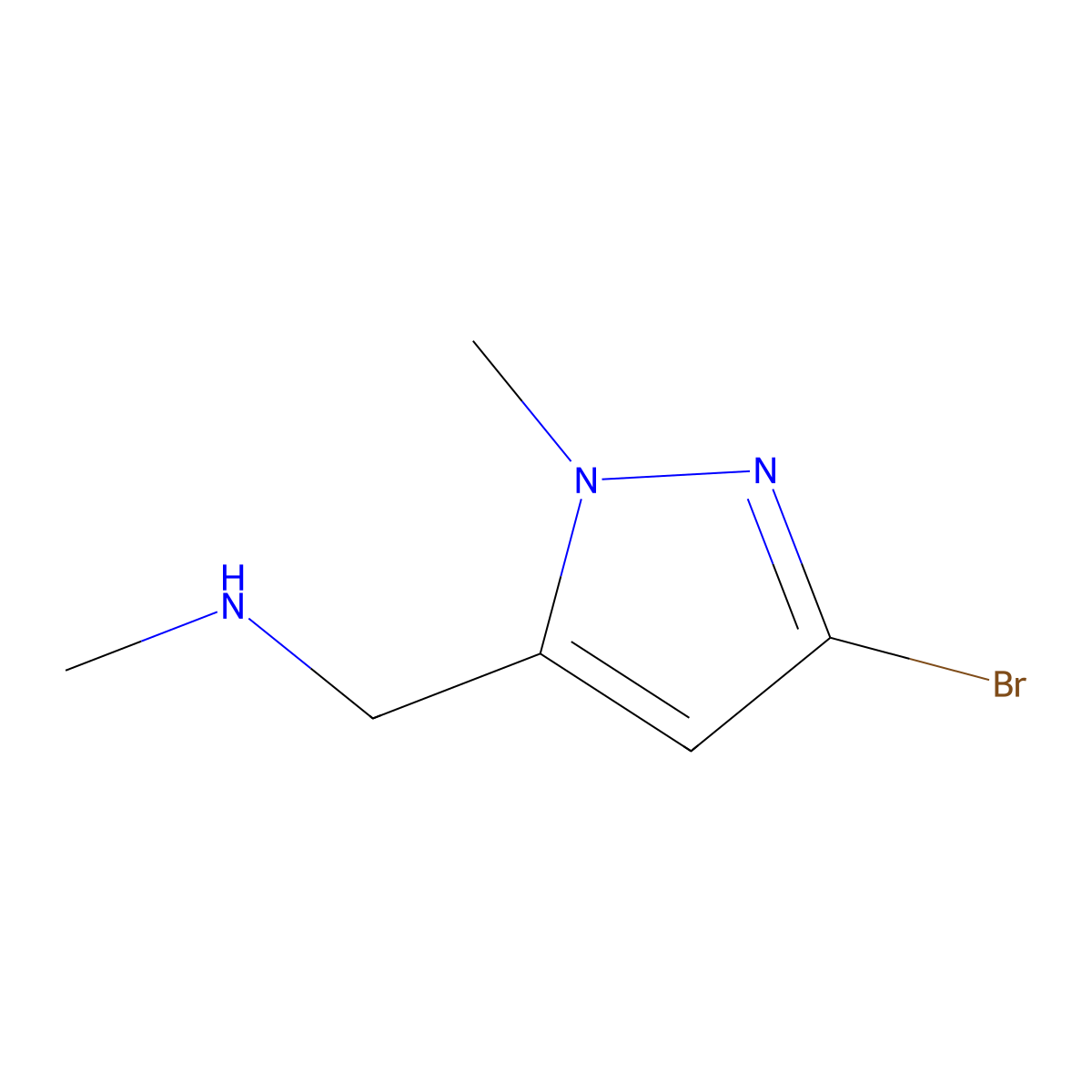 [(3-bromo-1-methyl-1H-pyrazol-5-yl)methyl](methyl)amine molecular structure, CAS 1849335-95-0