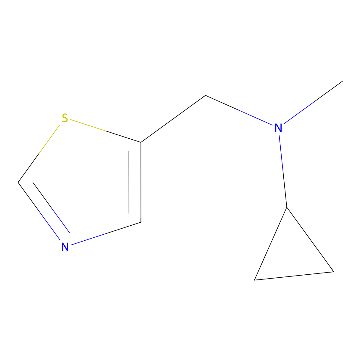 N-methyl-N-[(1,3-thiazol-5-yl)methyl]cyclopropanamine molecular structure, CAS 1849340-24-4