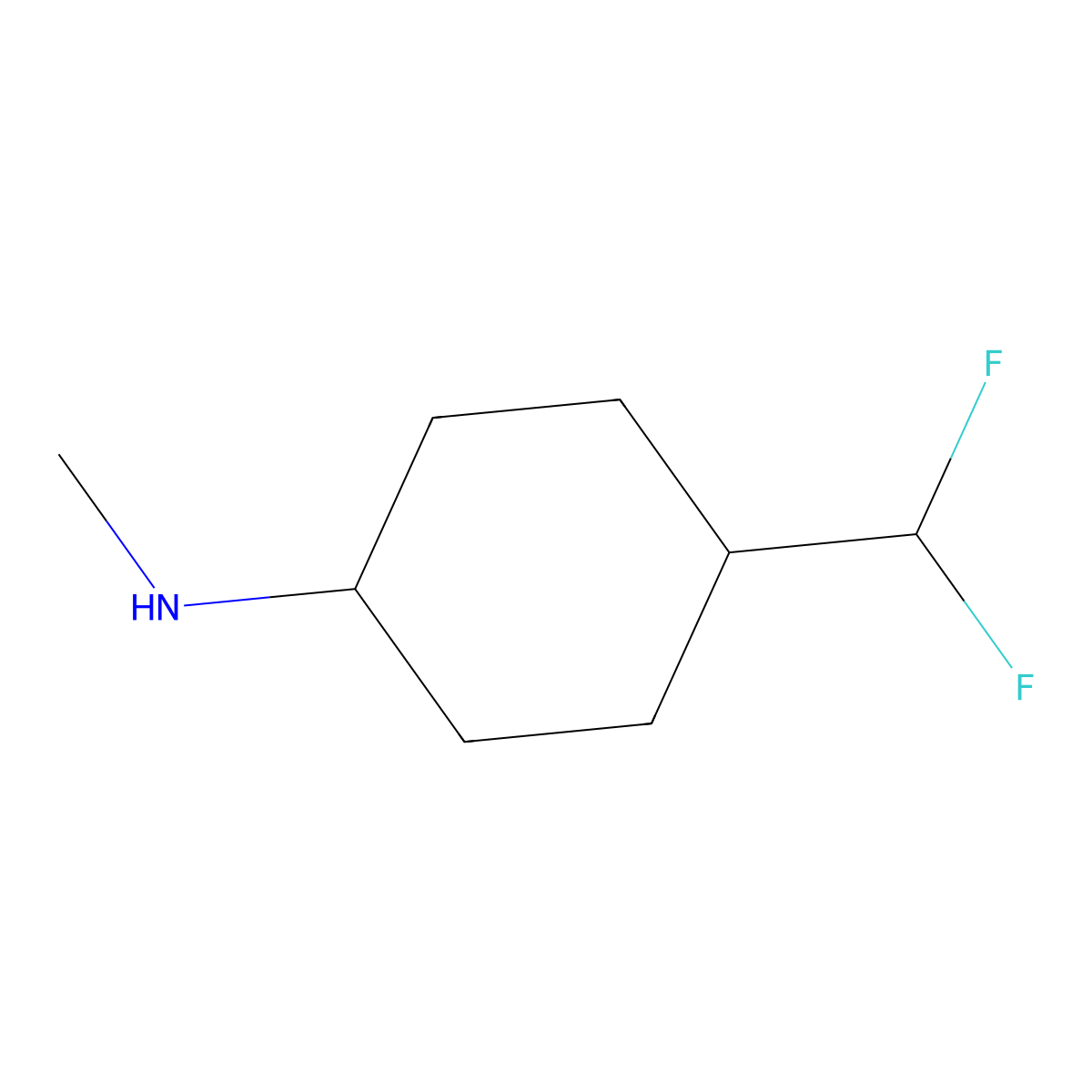 4-(difluoromethyl)-N-methylcyclohexan-1-amine molecular structure, CAS 1849349-39-8