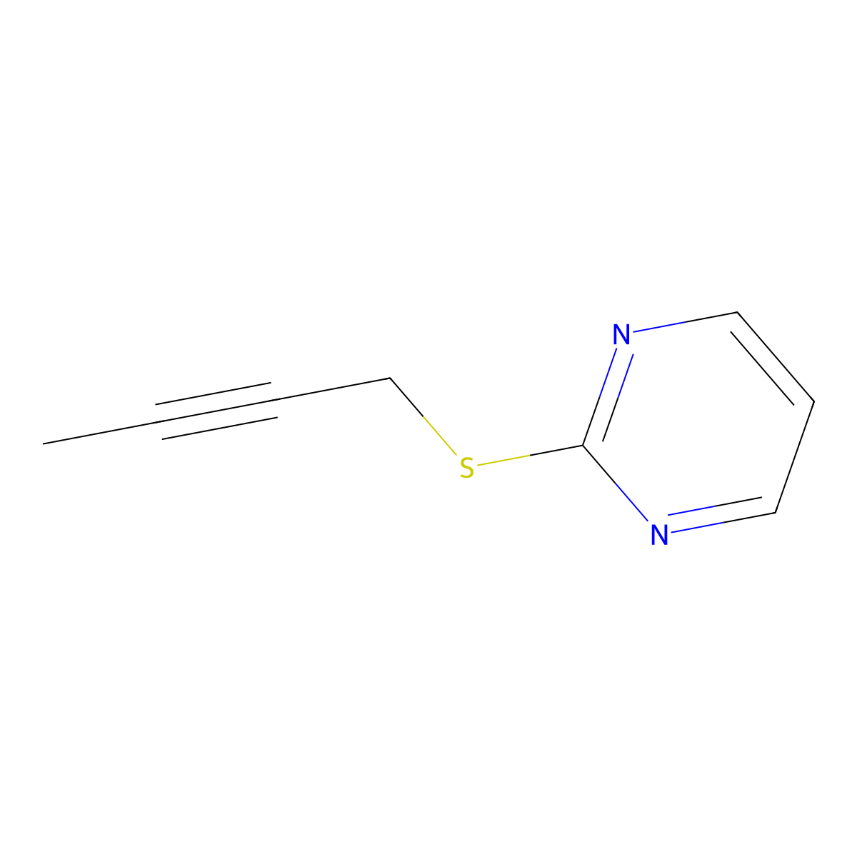 2-(But-2-yn-1-ylsulfanyl)pyrimidine molecular structure, CAS 1849362-26-0