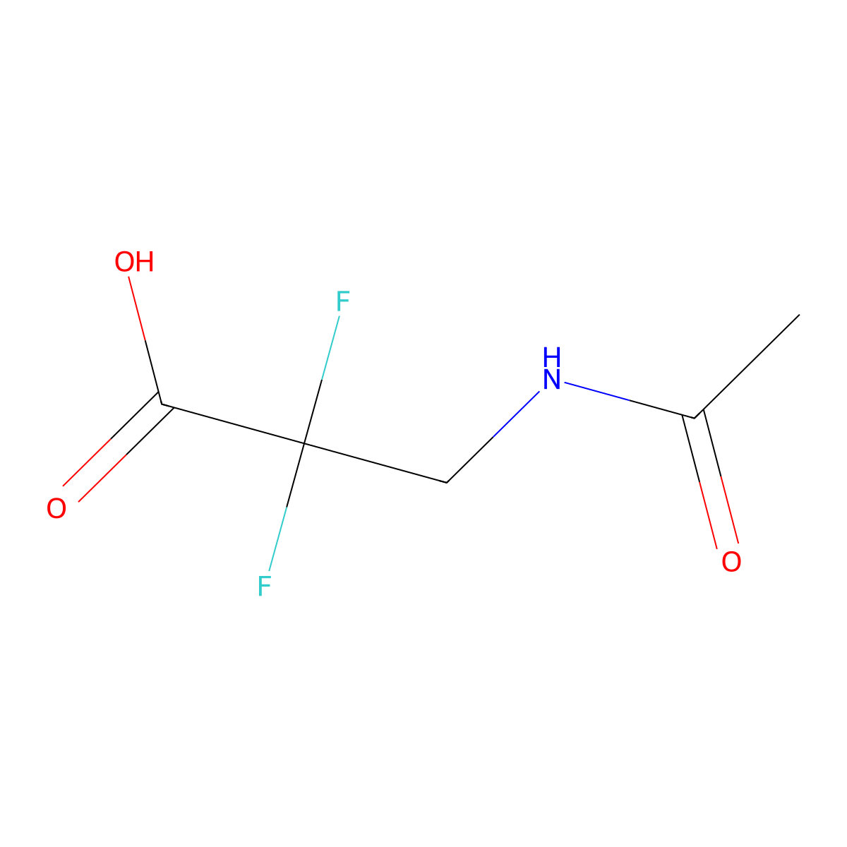 3-Acetamido-2,2-difluoropropanoic acid molecular structure, CAS 1849363-52-5
