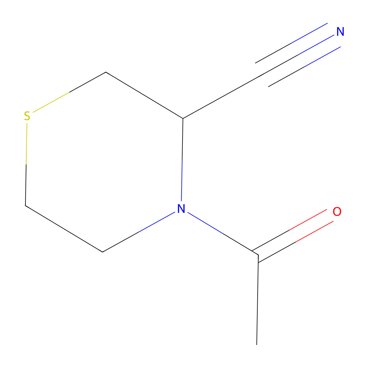 4-Acetylthiomorpholine-3-carbonitrile molecular structure, CAS 1849364-63-1