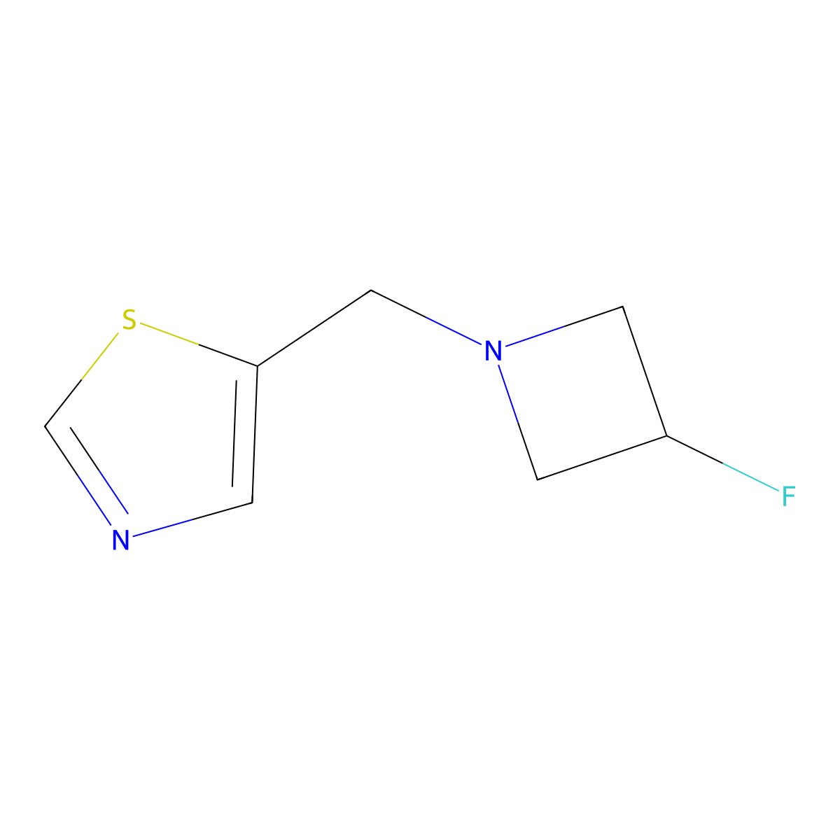 5-[(3-Fluoroazetidin-1-yl)methyl]-1,3-thiazole molecular structure, CAS 1849369-13-6