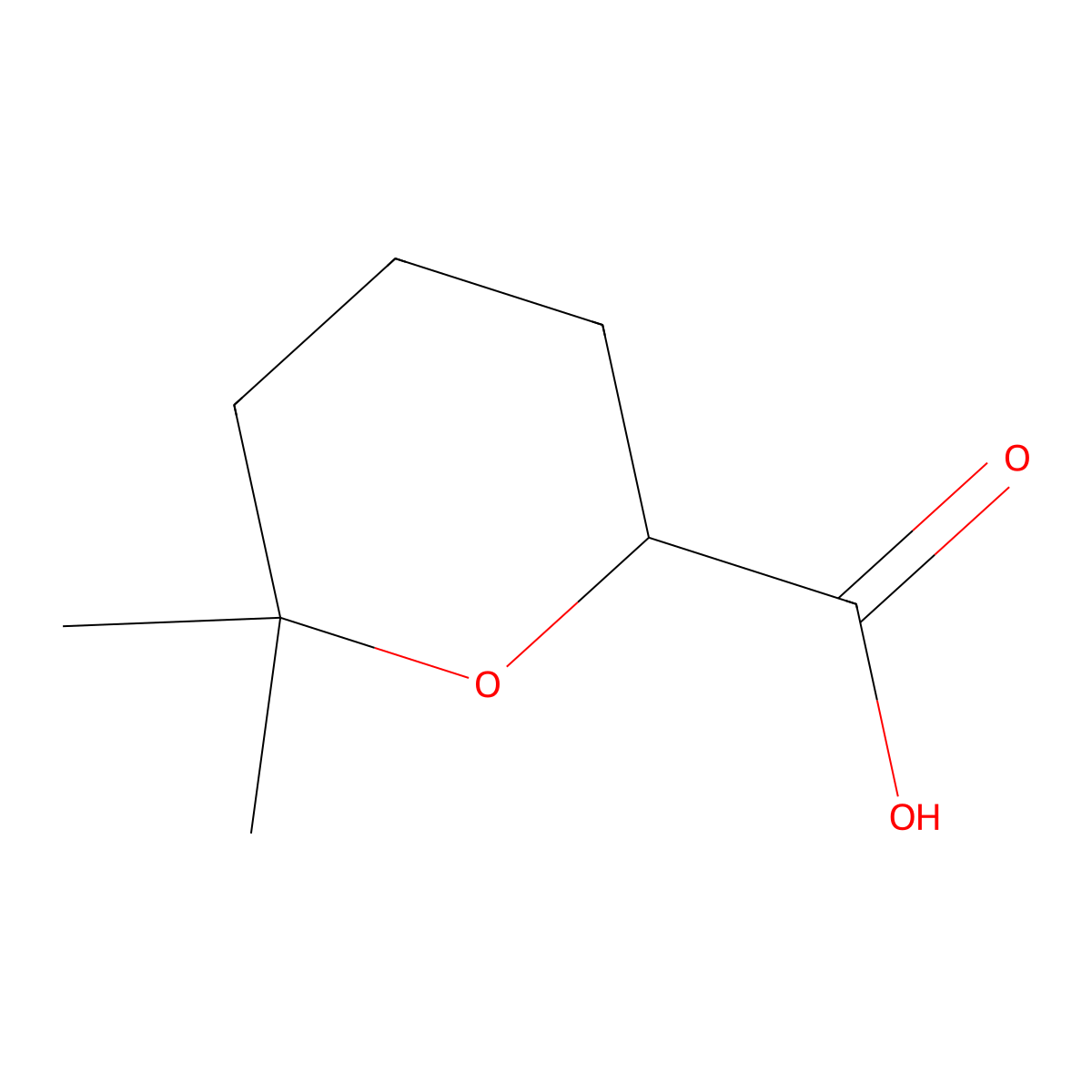 6,6-Dimethyloxane-2-carboxylic acid molecular structure, CAS 1849376-14-2