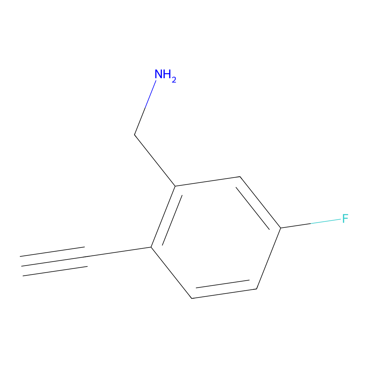 (2-Ethynyl-5-fluorophenyl)methanamine molecular structure, CAS 1849384-78-6
