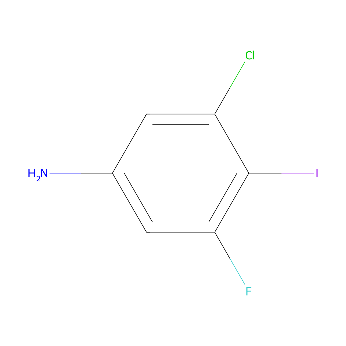 3-Chloro-5-fluoro-4-iodoaniline molecular structure, CAS 1849390-96-0