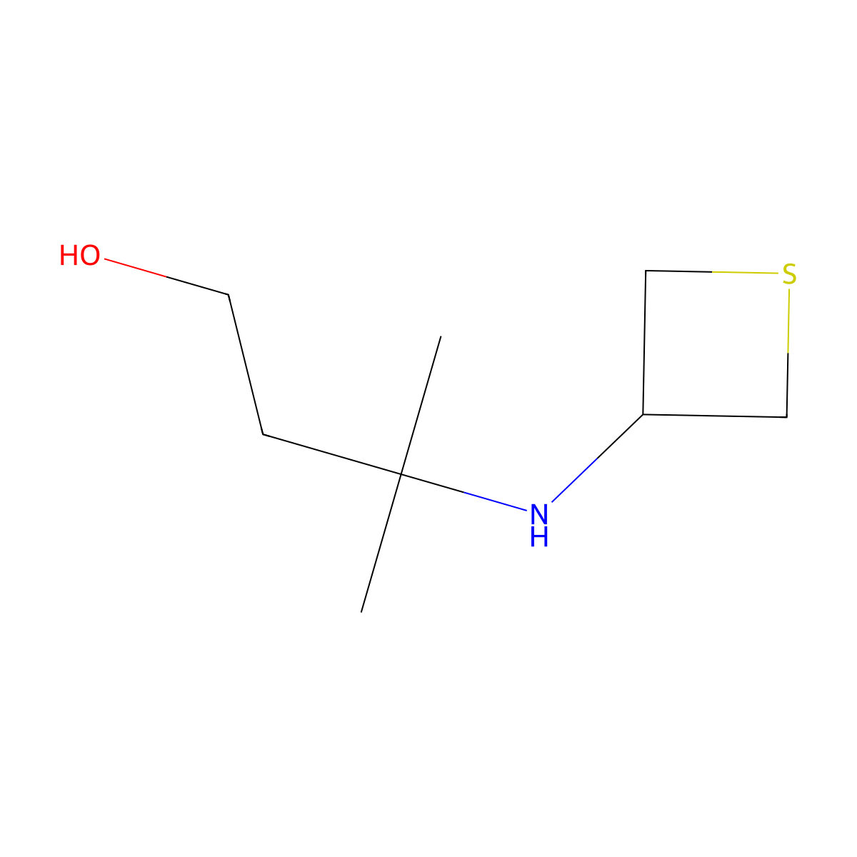 3-Methyl-3-(thietan-3-ylamino)butan-1-ol molecular structure, CAS 1849397-65-4