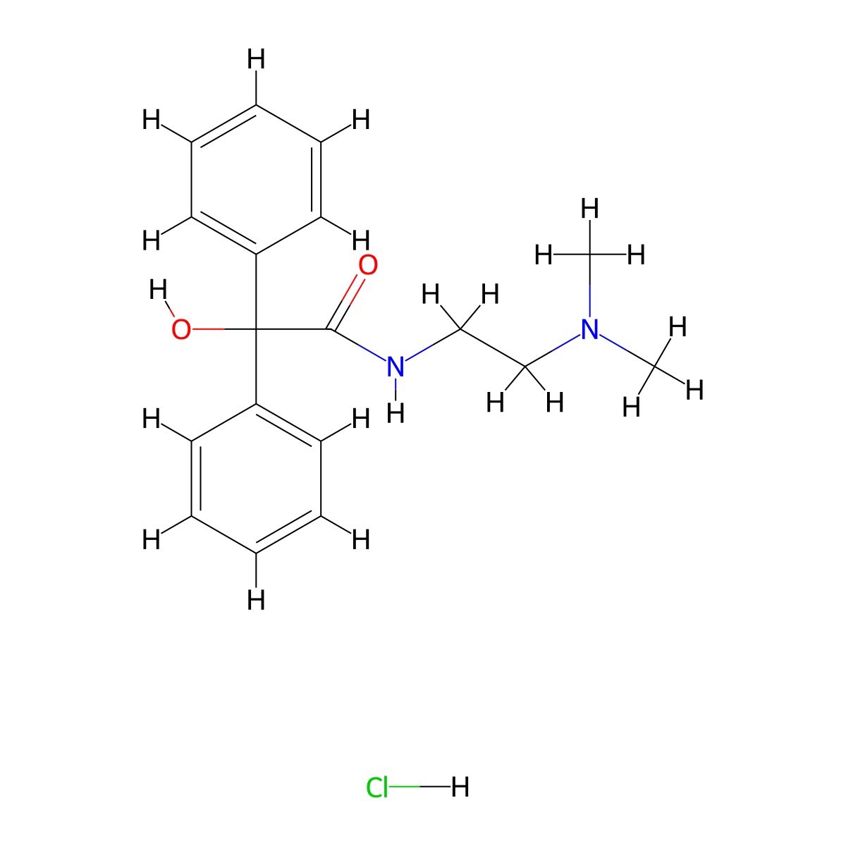 Benzilamide, N-(2-(dimethylamino)ethyl)-, monohydrochloride molecular structure, CAS 18494-44-5