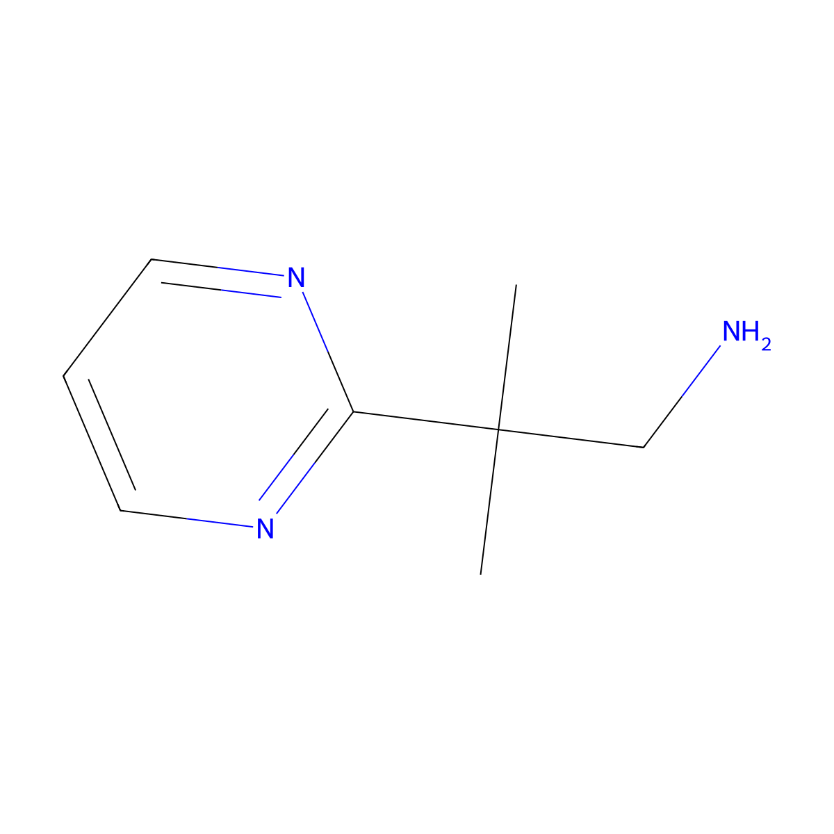 2-Methyl-2-(pyrimidin-2-yl)propan-1-amine molecular structure, CAS 1849405-84-0