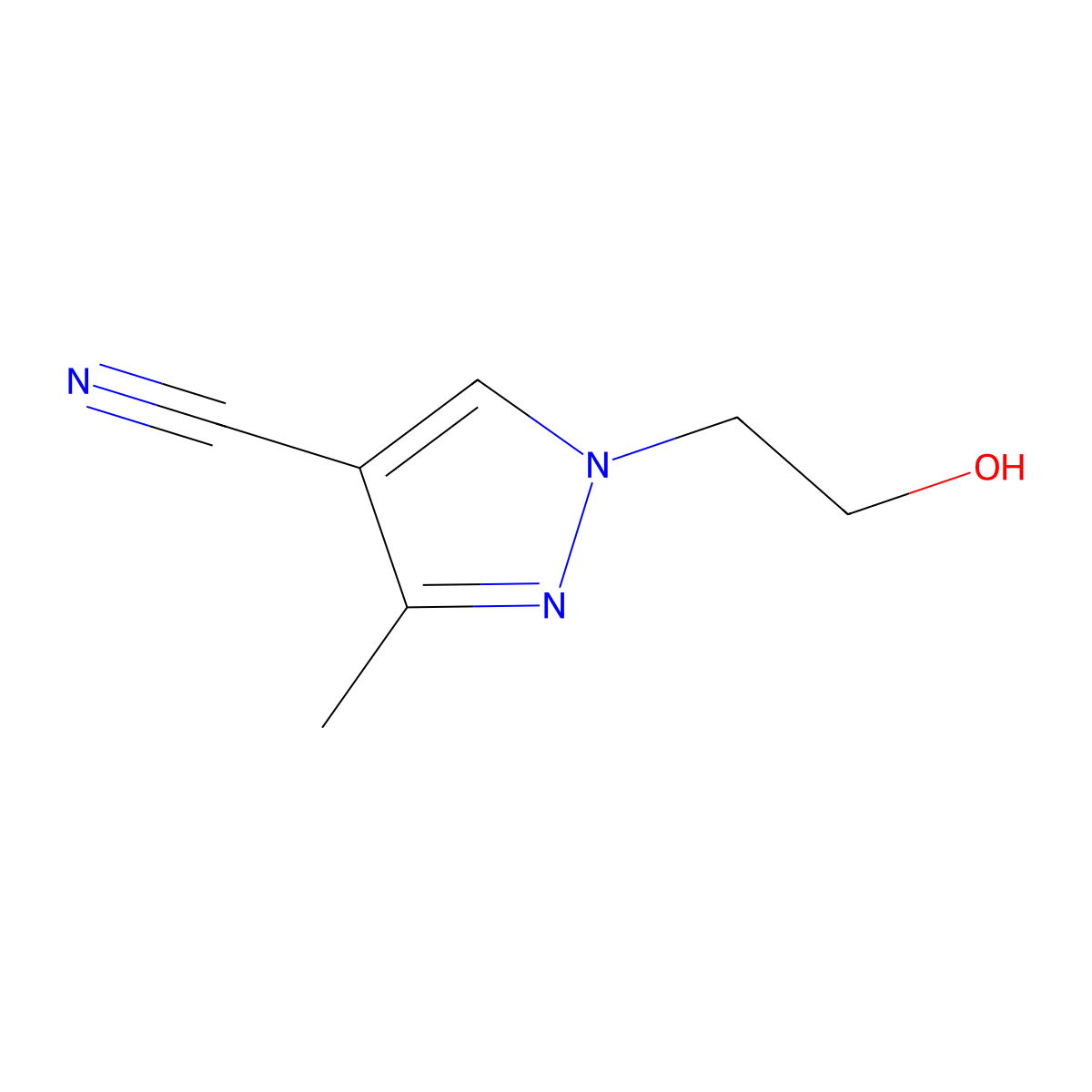 1-(2-hydroxyethyl)-3-methyl-1H-pyrazole-4-carbonitrile molecular structure, CAS 1849407-91-5