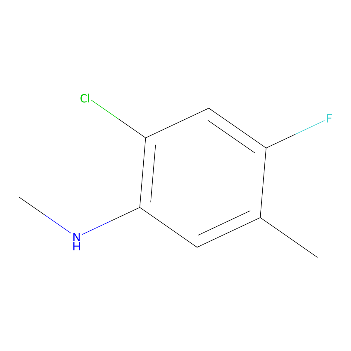 2-chloro-4-fluoro-N,5-dimethylaniline molecular structure, CAS 1849409-45-5