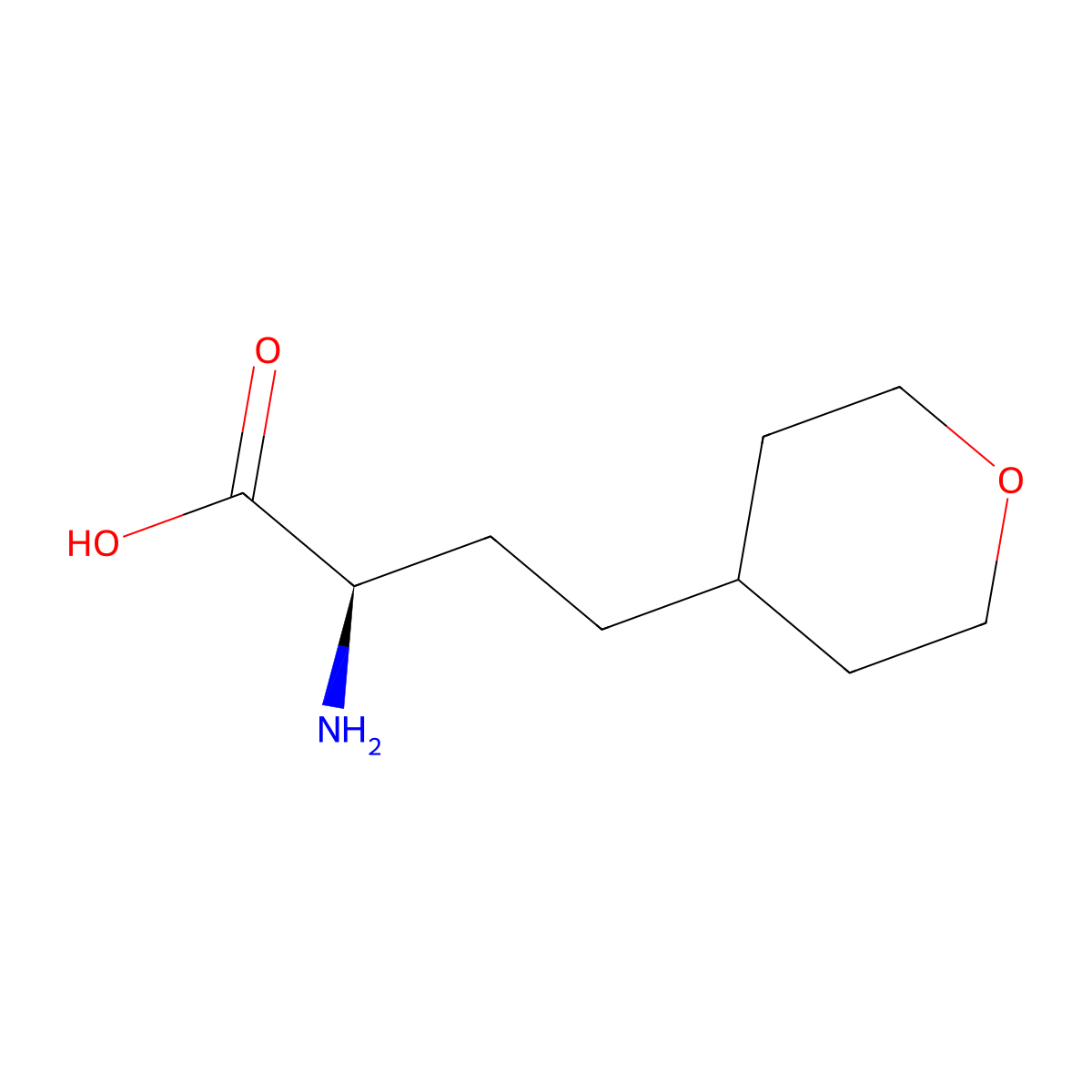 (2R)-2-amino-4-(oxan-4-yl)butanoic acid molecular structure, CAS 1849436-27-6