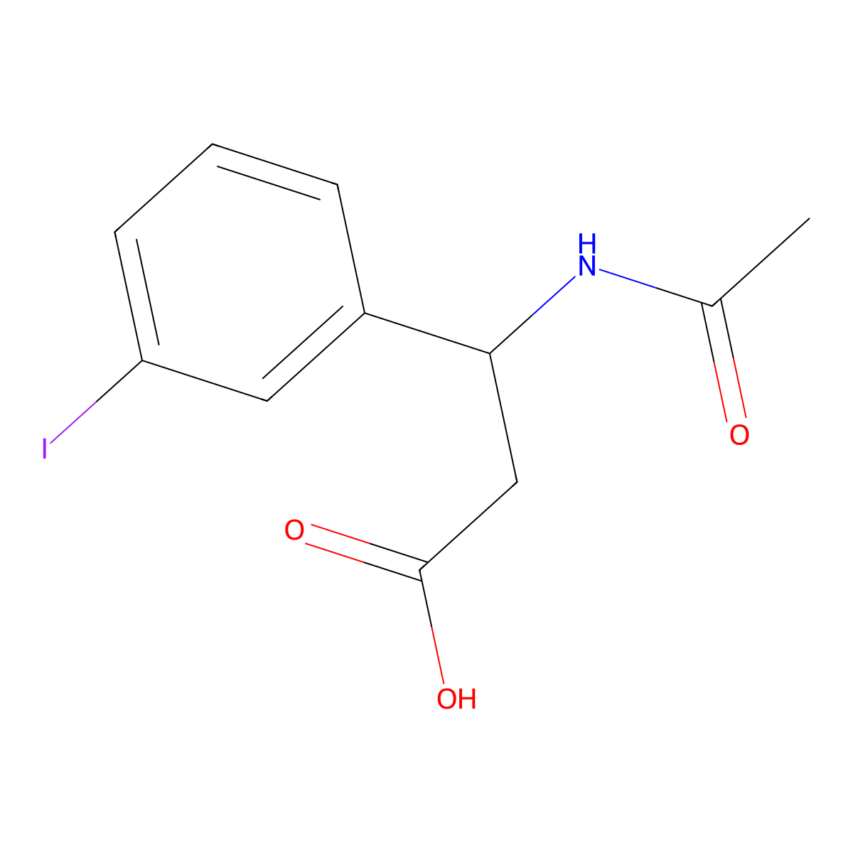 (3R)-3-acetamido-3-(3-iodophenyl)propanoic acid molecular structure, CAS 1849458-17-8