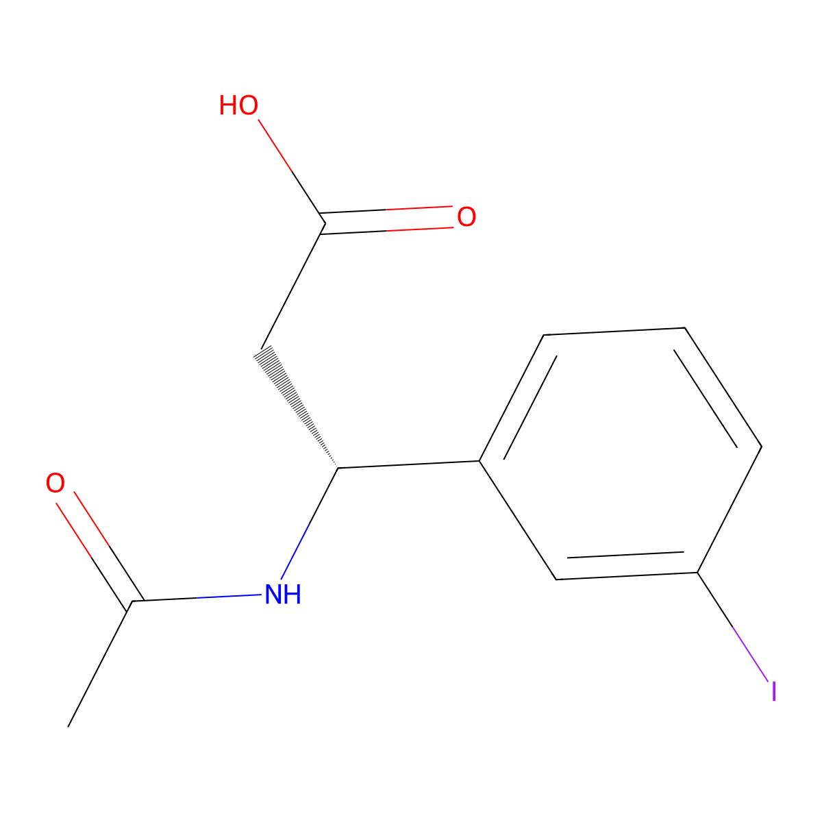 (3R)-3-acetamido-3-(3-iodophenyl)propanoic acid molecular structure, CAS 1849458-17-8