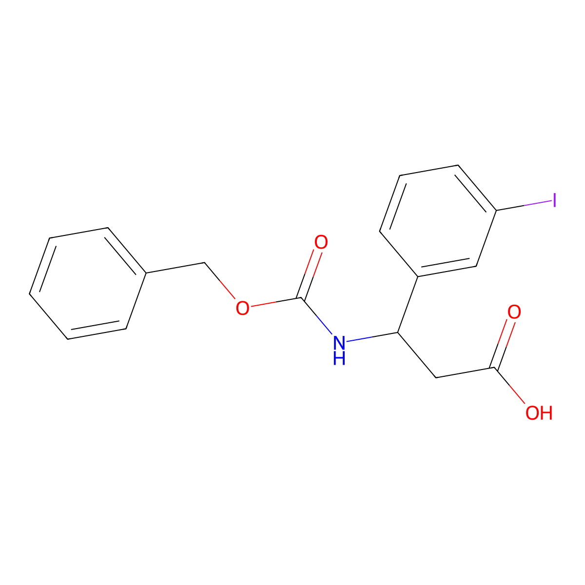 (3R)-3-{[(benzyloxy)carbonyl]amino}-3-(3-iodophenyl)propanoic acid molecular structure, CAS 1849513-40-1
