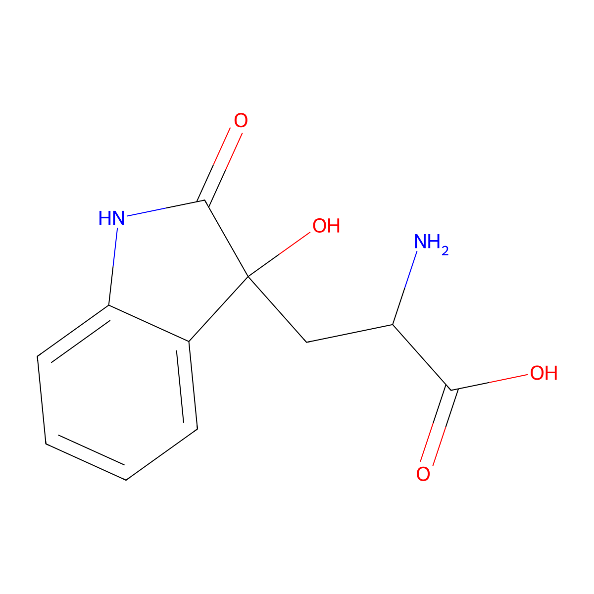(alphaS)-alpha-Amino-2,3-dihydro-3-hydroxy-2-oxo-1H-indole-3-propanoic acid molecular structure, CAS 184955-21-3
