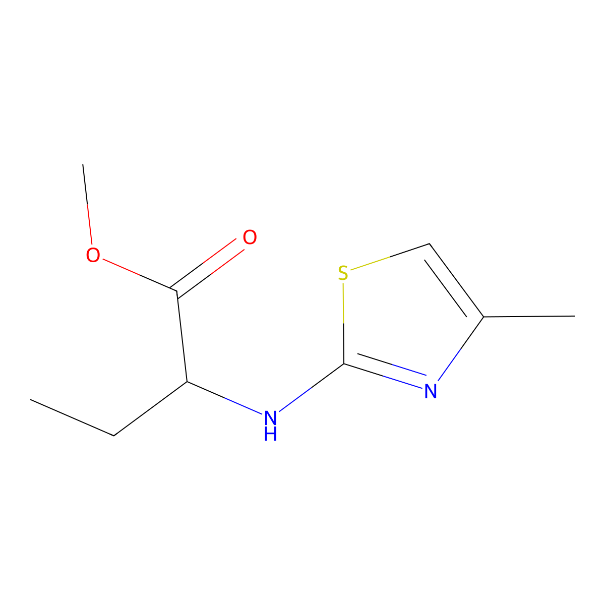 Methyl 2-[(4-methyl-1,3-thiazol-2-yl)amino]butanoate molecular structure, CAS 1849557-95-4