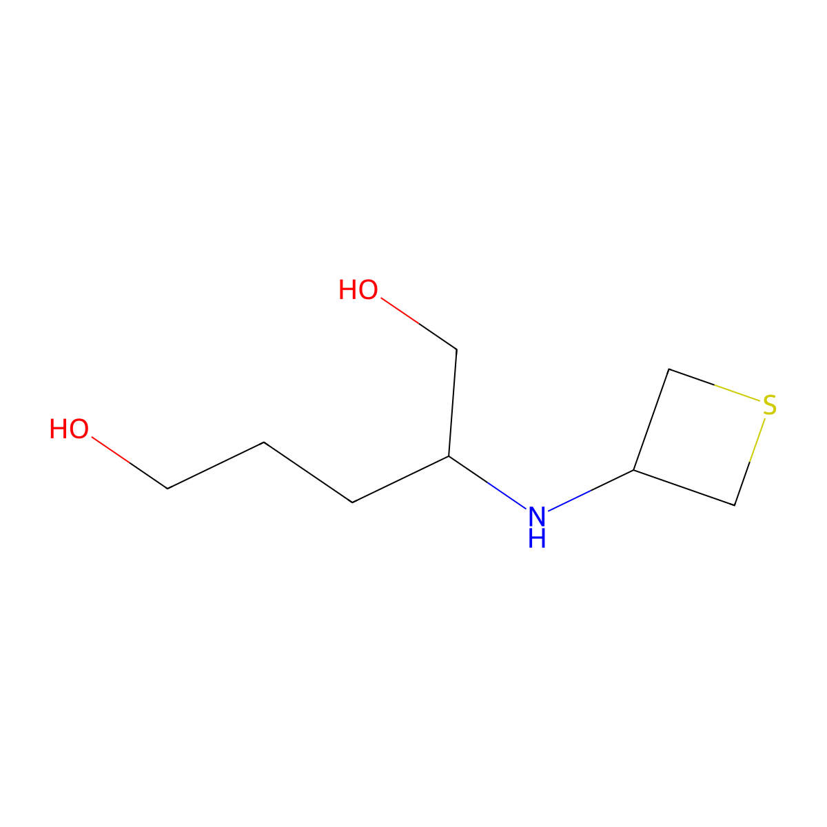 2-(Thietan-3-ylamino)pentane-1,5-diol molecular structure, CAS 1849565-02-1