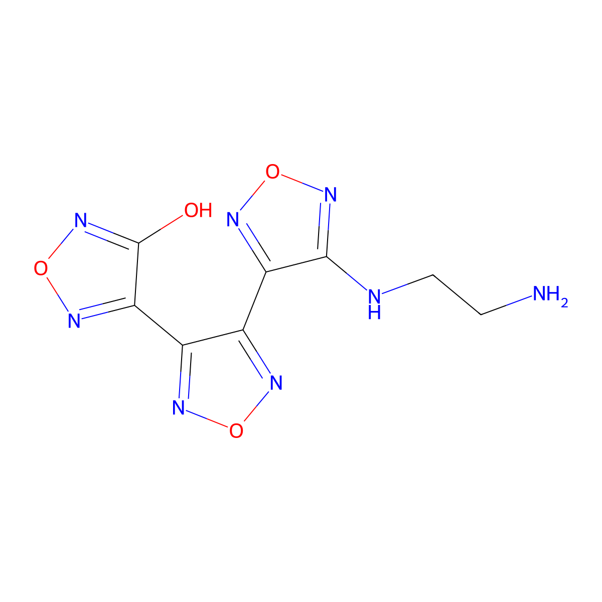 4''-[(2-Aminoethyl)amino]-3,3':4',3''-ter-1,2,5-oxadiazol-4-ol molecular structure, CAS 1849588-54-0