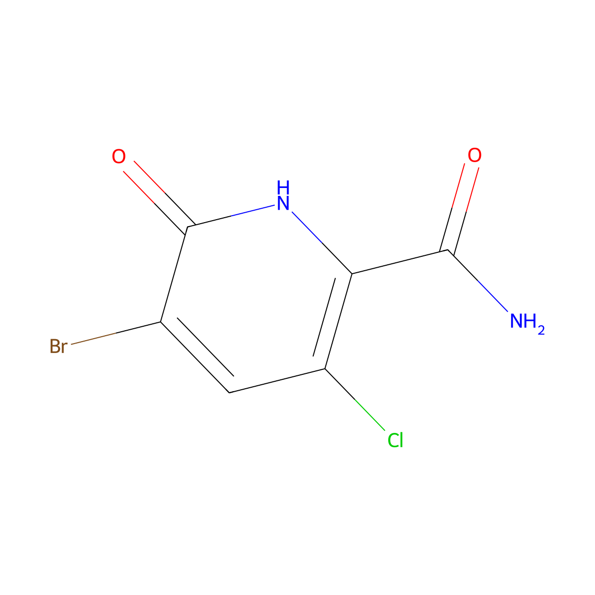5-Bromo-3-chloro-6-oxo-1,6-dihydropyridine-2-carboxamide molecular structure, CAS 1849592-04-6