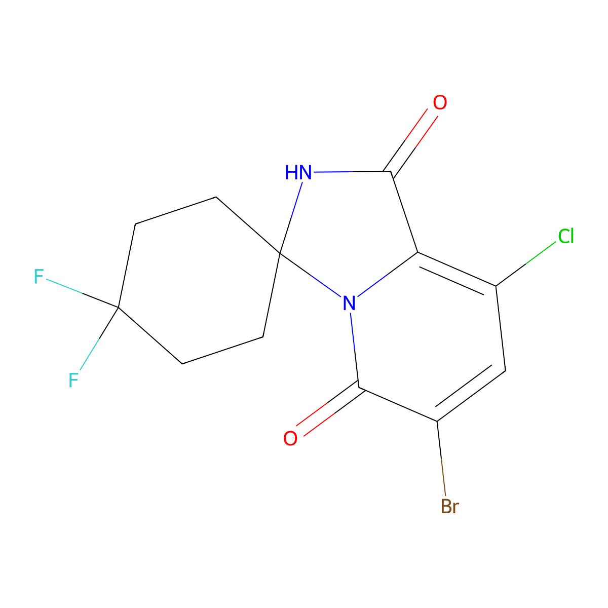 6'-Bromo-8'-chloro-4,4-difluoro-2'H-spiro[cyclohexane-1,3'-imidazo[1,5-a]pyridine]-1',5'-dione molecular structure, CAS 1849592-13-7