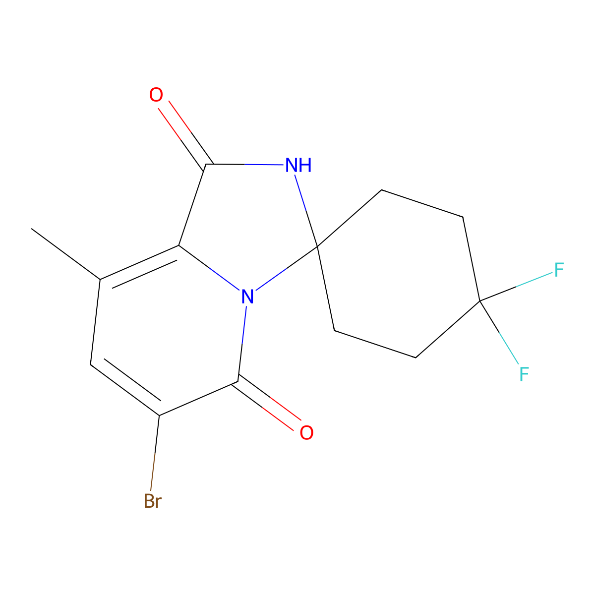6'-Bromo-4,4-difluoro-8'-methyl-2'H-spiro[cyclohexane-1,3'-imidazo[1,5-a]pyridine]-1',5'-dione molecular structure, CAS 1849592-64-8