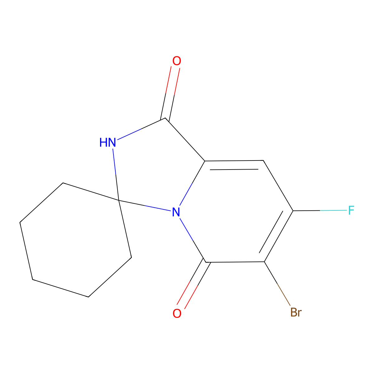 6'-Bromo-7'-fluoro-1'H-spiro[cyclohexane-1,3'-imidazo[1,5-a]pyridine]-1',5'(2'H)-dione molecular structure, CAS 1849593-02-7