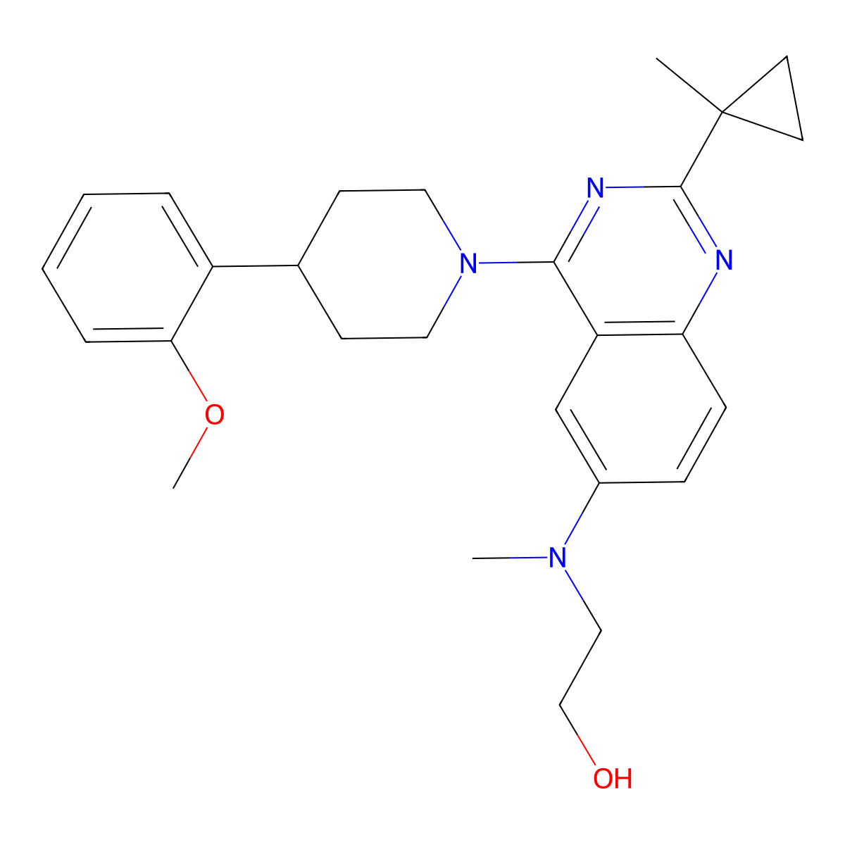2-[[4-[4-(2-Methoxyphenyl)piperidin-1-yl]-2-(1-methylcyclopropyl)quinazolin-6-yl]-methylamino]ethanol molecular structure, CAS 1849603-79-7