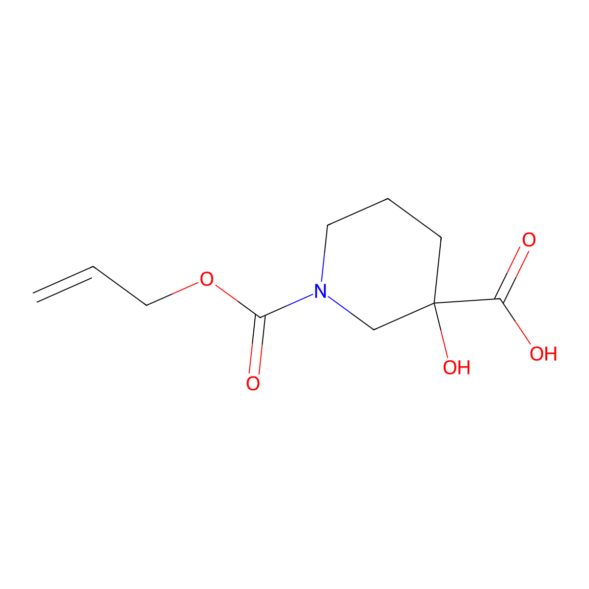 3-Hydroxy-1-[(prop-2-en-1-yloxy)carbonyl]piperidine-3-carboxylic acid molecular structure, CAS 1849609-89-7