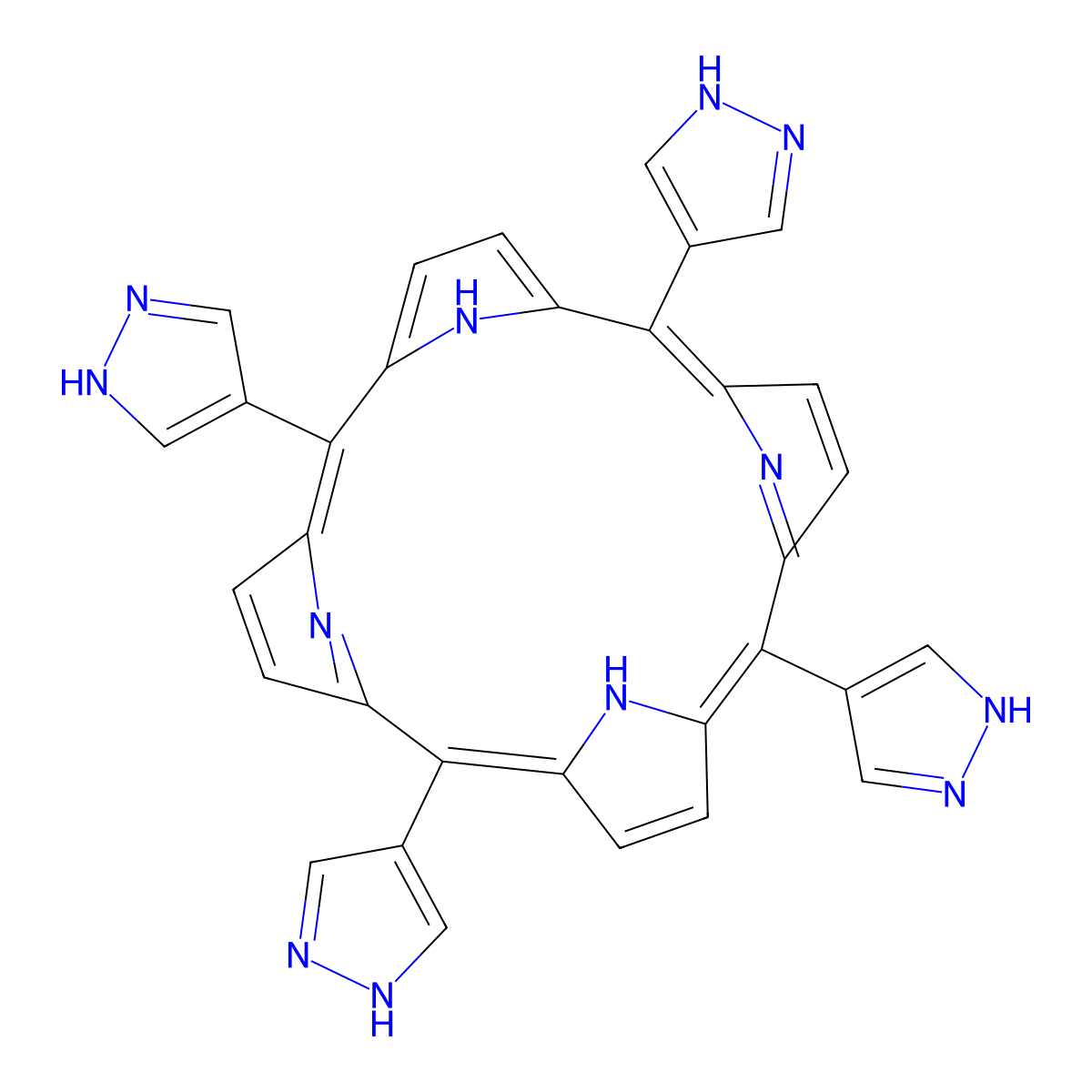 5,10,15,20-Tetra-1H-pyrazol-4-yl-21H,23H-porphine molecular structure, CAS 1849676-26-1