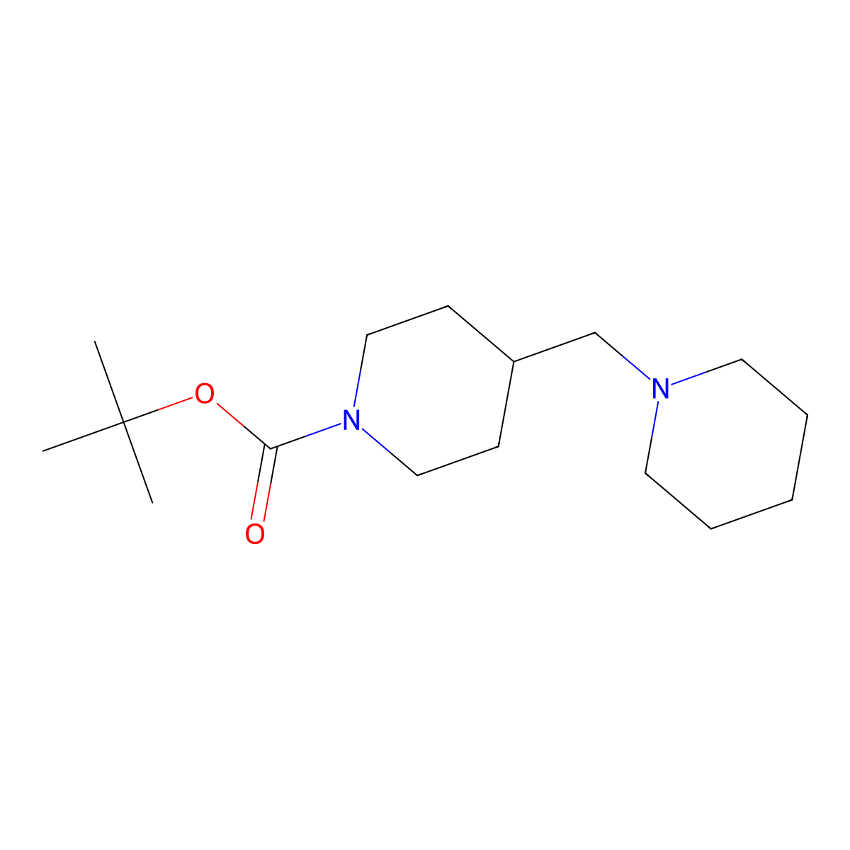1-Boc-4-Piperidin-1-ylmethyl-piperidine molecular structure, CAS 184968-88-5