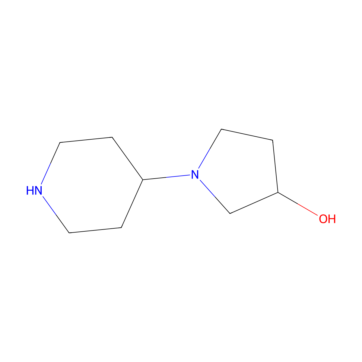 1-(Piperidin-4-YL)pyrrolidin-3-OL molecular structure, CAS 184969-05-9