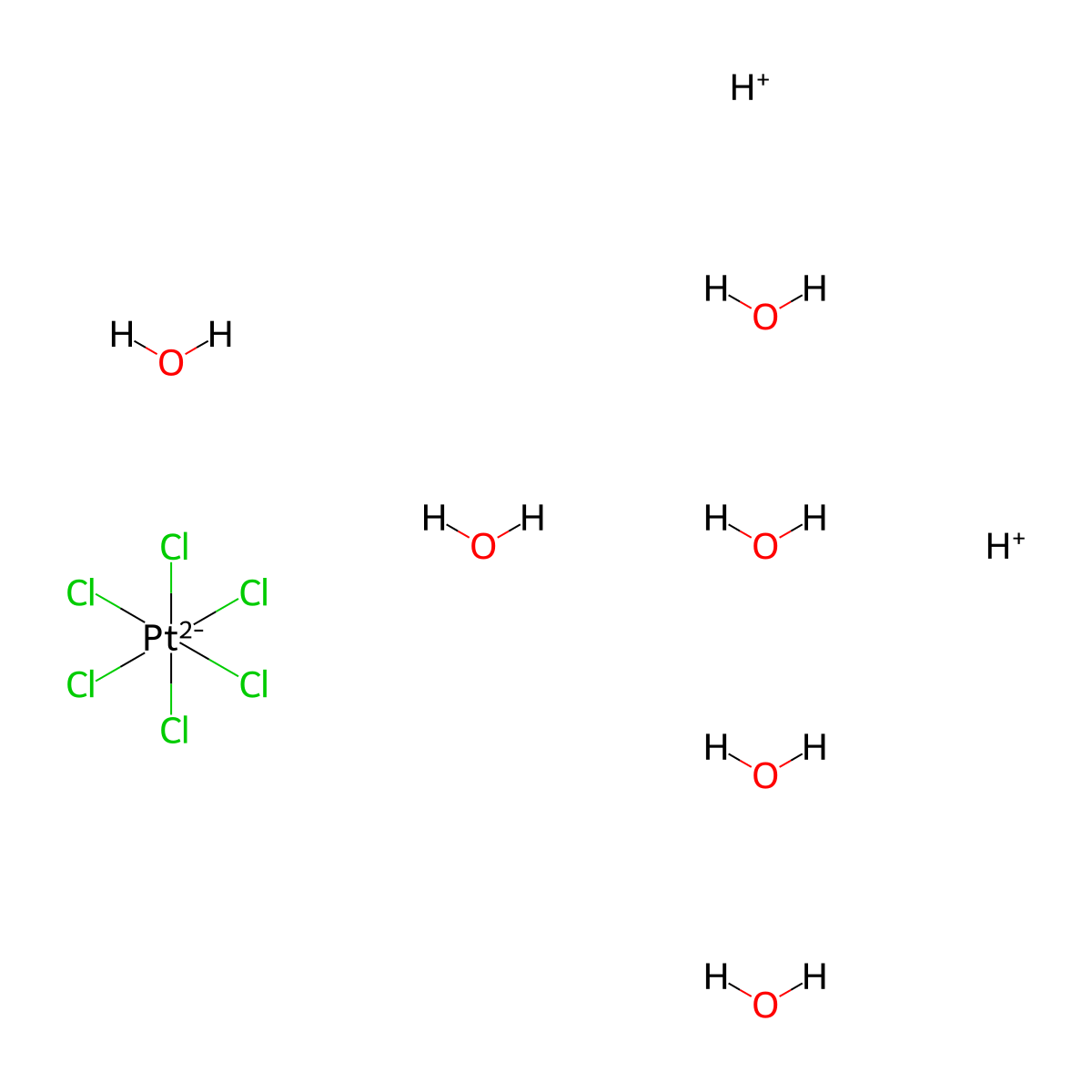 Platinic chloride hexahydrate molecular structure, CAS 18497-13-7
