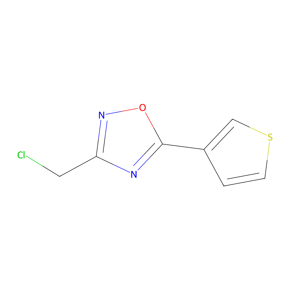 3-(Chloromethyl)-5-(thiophen-3-yl)-1,2,4-oxadiazole molecular structure, CAS 184970-24-9