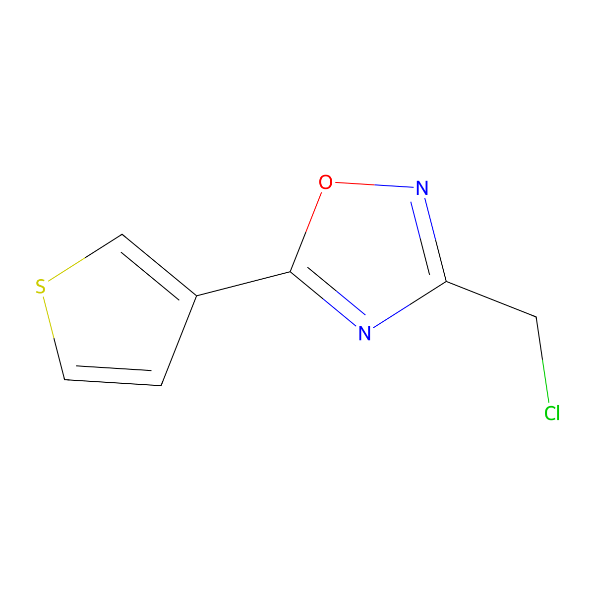 3-(Chloromethyl)-5-(thiophen-3-yl)-1,2,4-oxadiazole molecular structure, CAS 184970-24-9