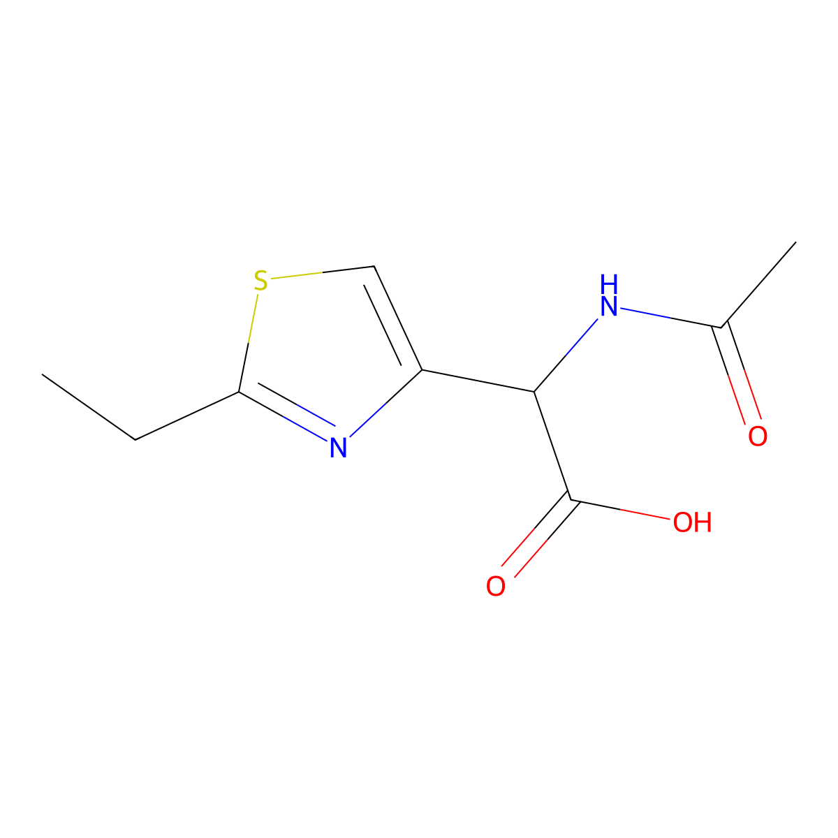 2-Acetamido-2-(2-ethyl-1,3-thiazol-4-yl)acetic acid molecular structure, CAS 1849753-07-6