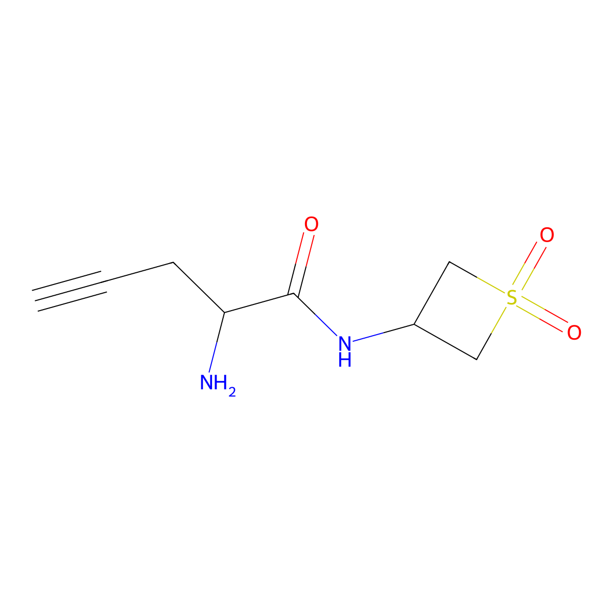 2-Amino-N-(1,1-dioxidothietan-3-yl)pent-4-ynamide molecular structure, CAS 1849767-58-3