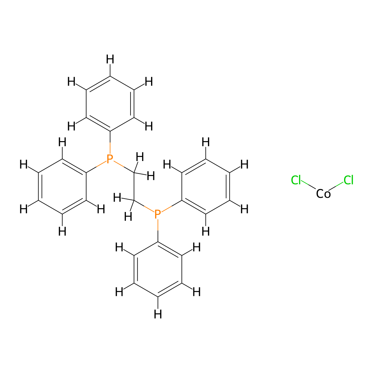 [1,2-Bis(diphenylphosphino)ethane]dichlorocobalt(II) molecular structure, CAS 18498-01-6