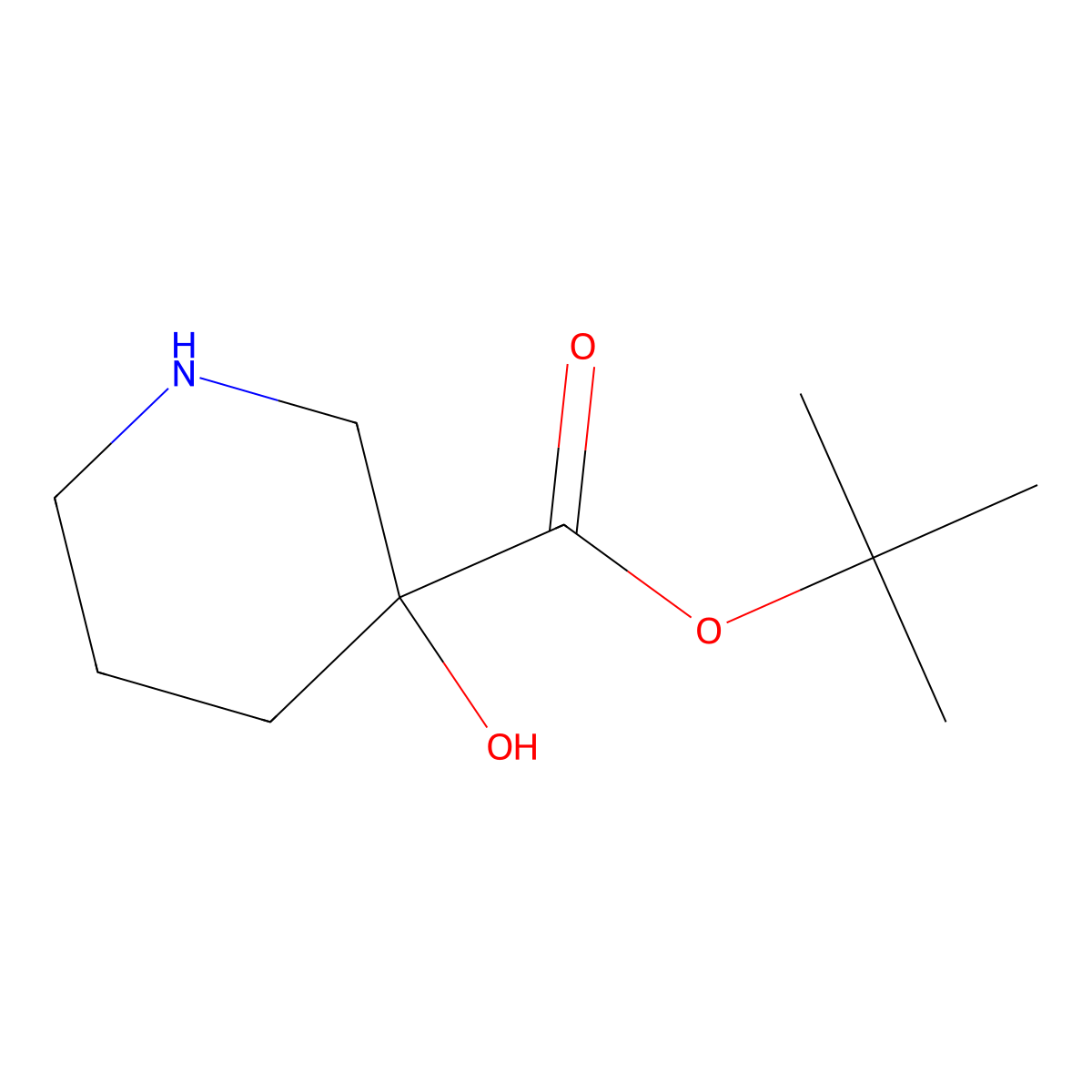 Tert-butyl 3-hydroxypiperidine-3-carboxylate molecular structure, CAS 1849835-70-6