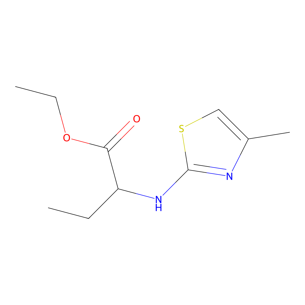 Ethyl 2-[(4-methyl-1,3-thiazol-2-yl)amino]butanoate molecular structure, CAS 1849867-39-5