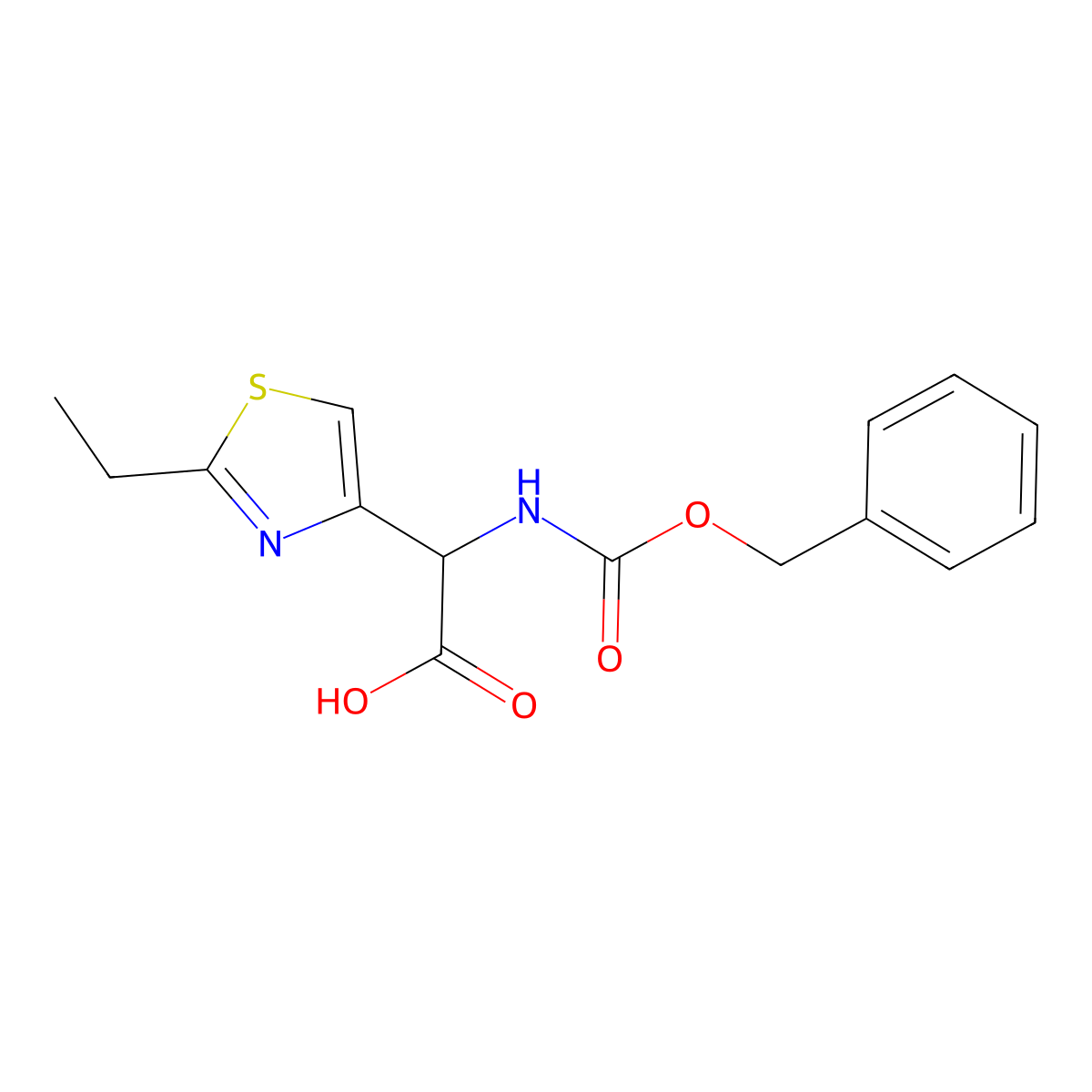 2-{[(Benzyloxy)carbonyl]amino}-2-(2-ethyl-1,3-thiazol-4-yl)acetic acid molecular structure, CAS 1849868-09-2