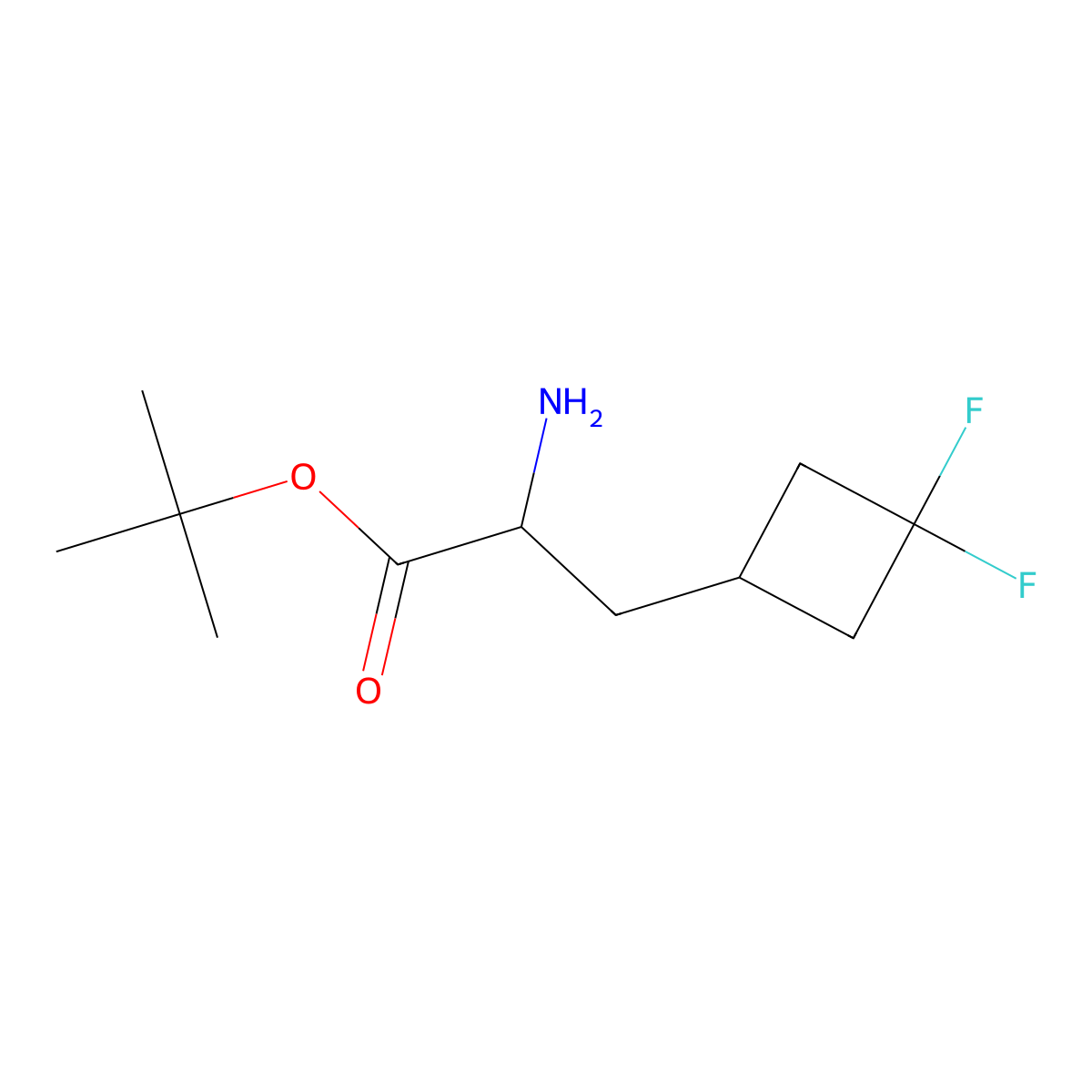 Tert-butyl 2-amino-3-(3,3-difluorocyclobutyl)propanoate molecular structure, CAS 1849869-19-7
