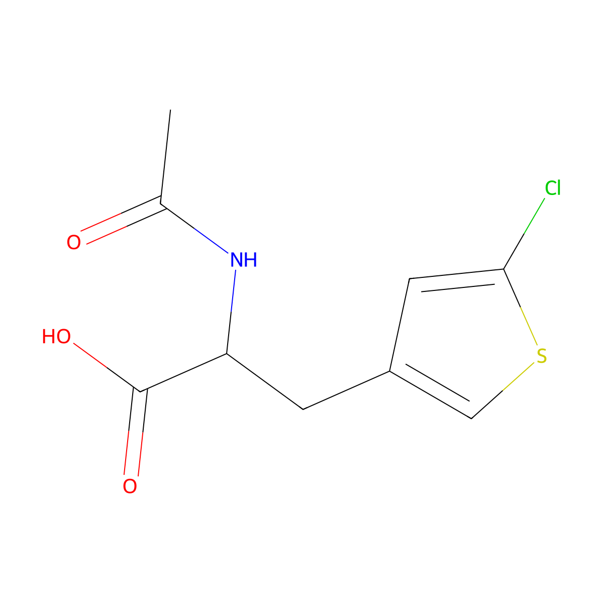 3-(5-Chlorothiophen-3-yl)-2-acetamidopropanoic acid molecular structure, CAS 1849979-21-0